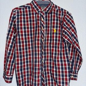 U.S. Polo Assn. Men's Red and Blue Plaid Shirt